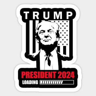 President USA 2024 Loading Funny Trump USA Flag Sticker